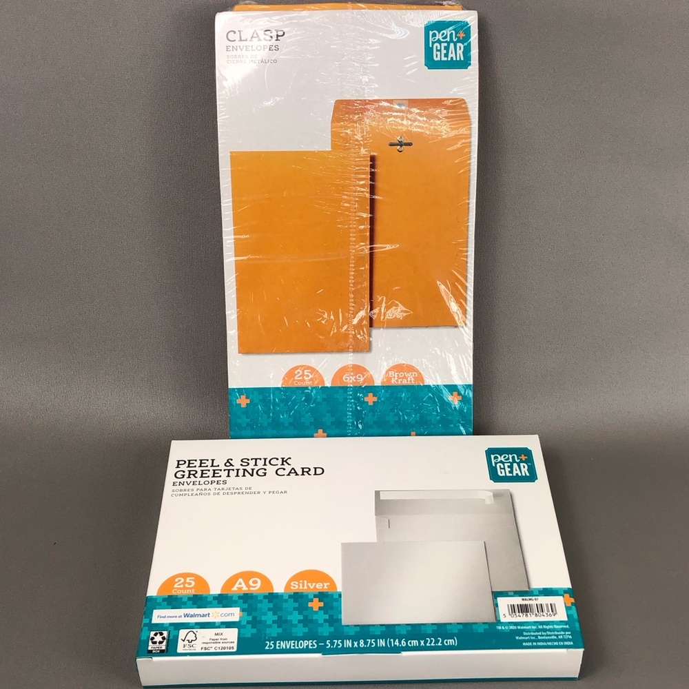 Pen+Gear Silver Greetings Envelope Pen+Gear Envelopes Brown Kraft Gummed